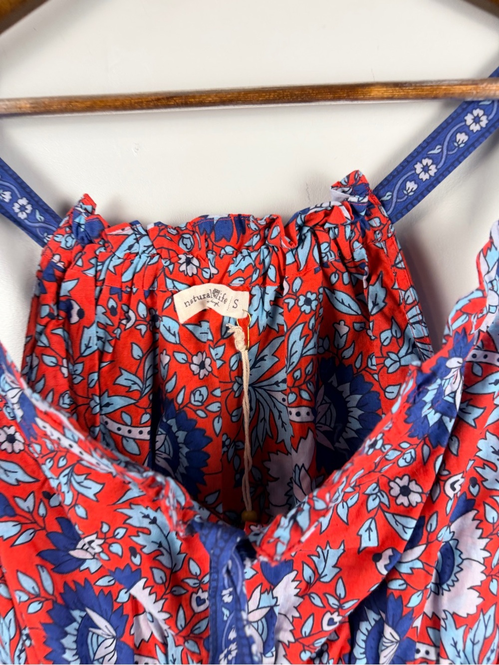 New natural life Isabella maxi red blue dress tiered size small - Picture 6 of 9